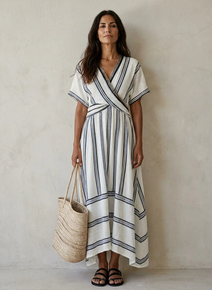 The Lewis & Kelly Coastal Stripe Wrap Midi Dress