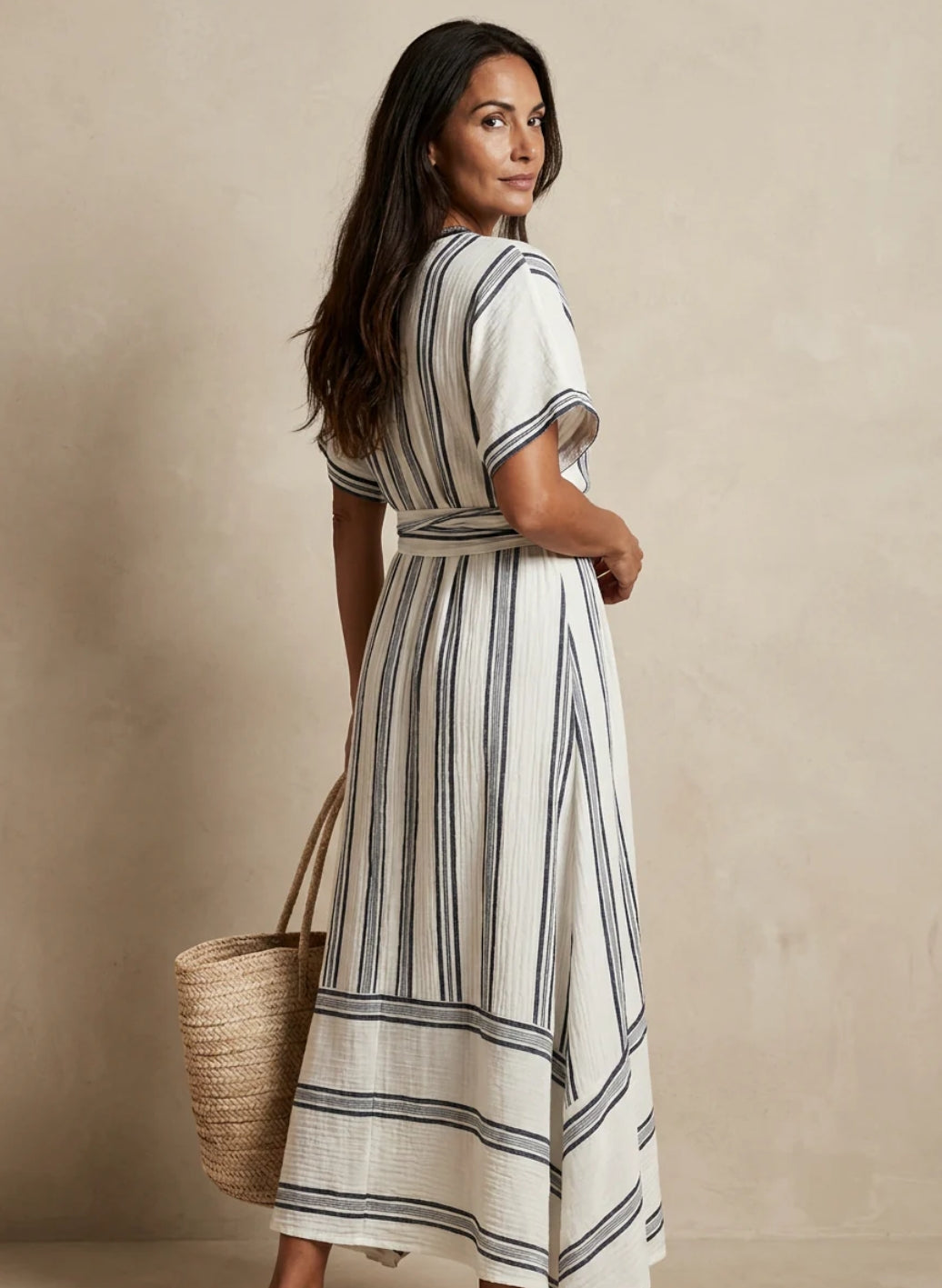 The Lewis & Kelly Coastal Stripe Wrap Midi Dress