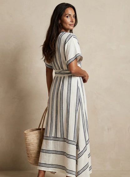 The Lewis & Kelly Coastal Stripe Wrap Midi Dress