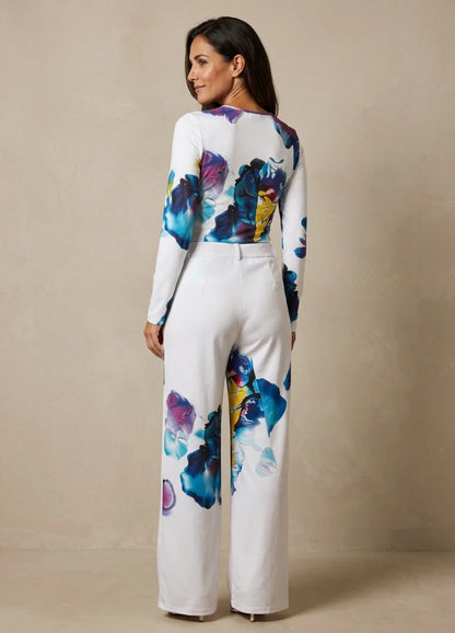 The Lewis & Kelly Azure Bloom Wide-Leg Jumpsuit