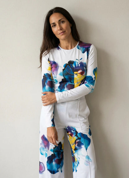 The Lewis & Kelly Azure Bloom Wide-Leg Jumpsuit