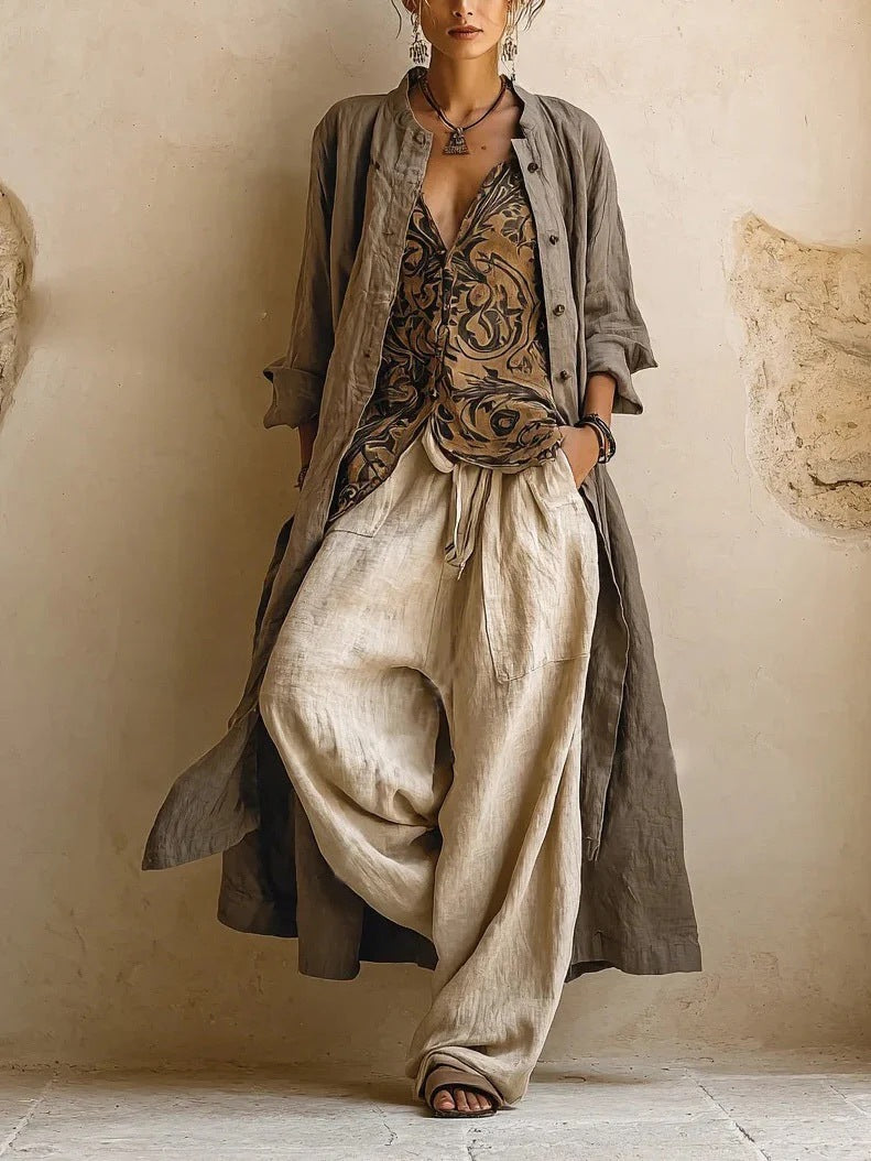 The Lewis & Kelly Vintage Linen Layered Boho Outfit Set
