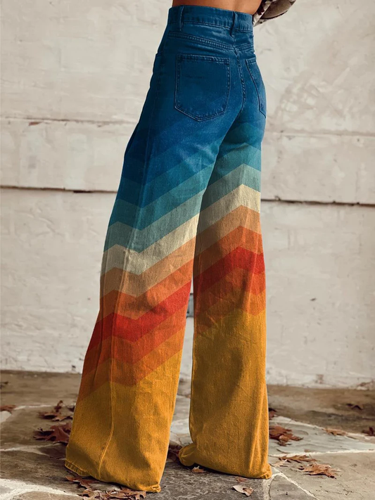 The Lewis & Kelly Vintage Rainbow Wide-Leg Denim Jeans