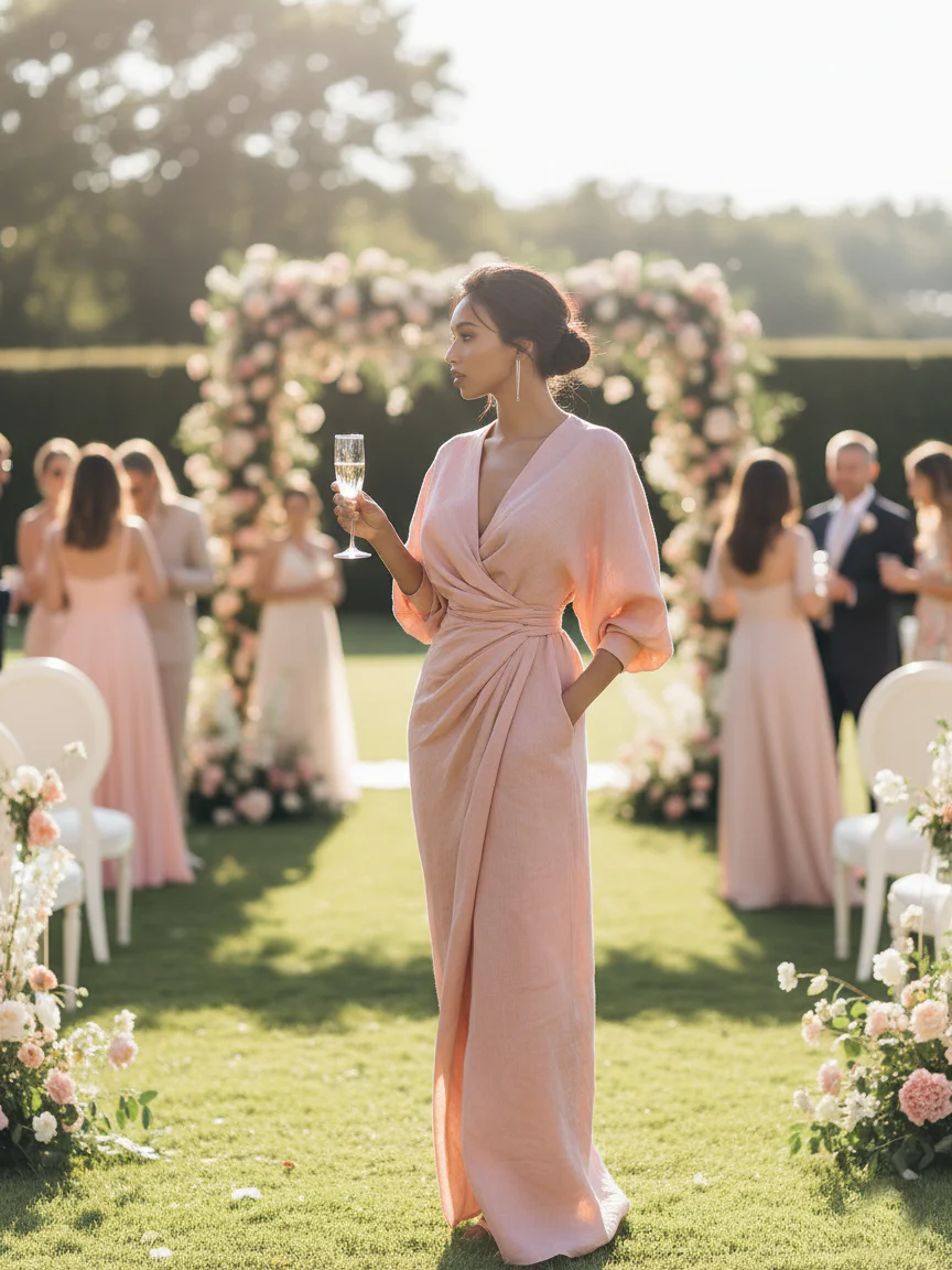 The Lewis & Kelly Elegant Draped Wrap Maxi Dress