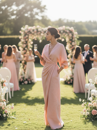 The Lewis & Kelly Elegant Draped Wrap Maxi Dress