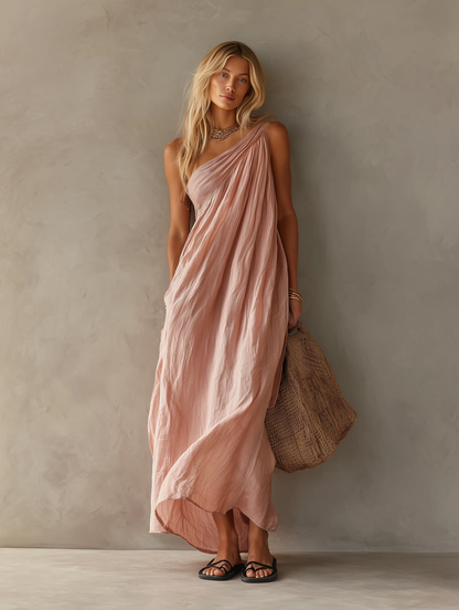 The Lewis & Kelly Santorini One-Shoulder Maxi Dress