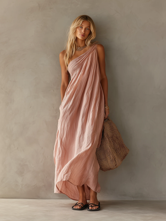 The Lewis & Kelly Santorini One-Shoulder Maxi Dress